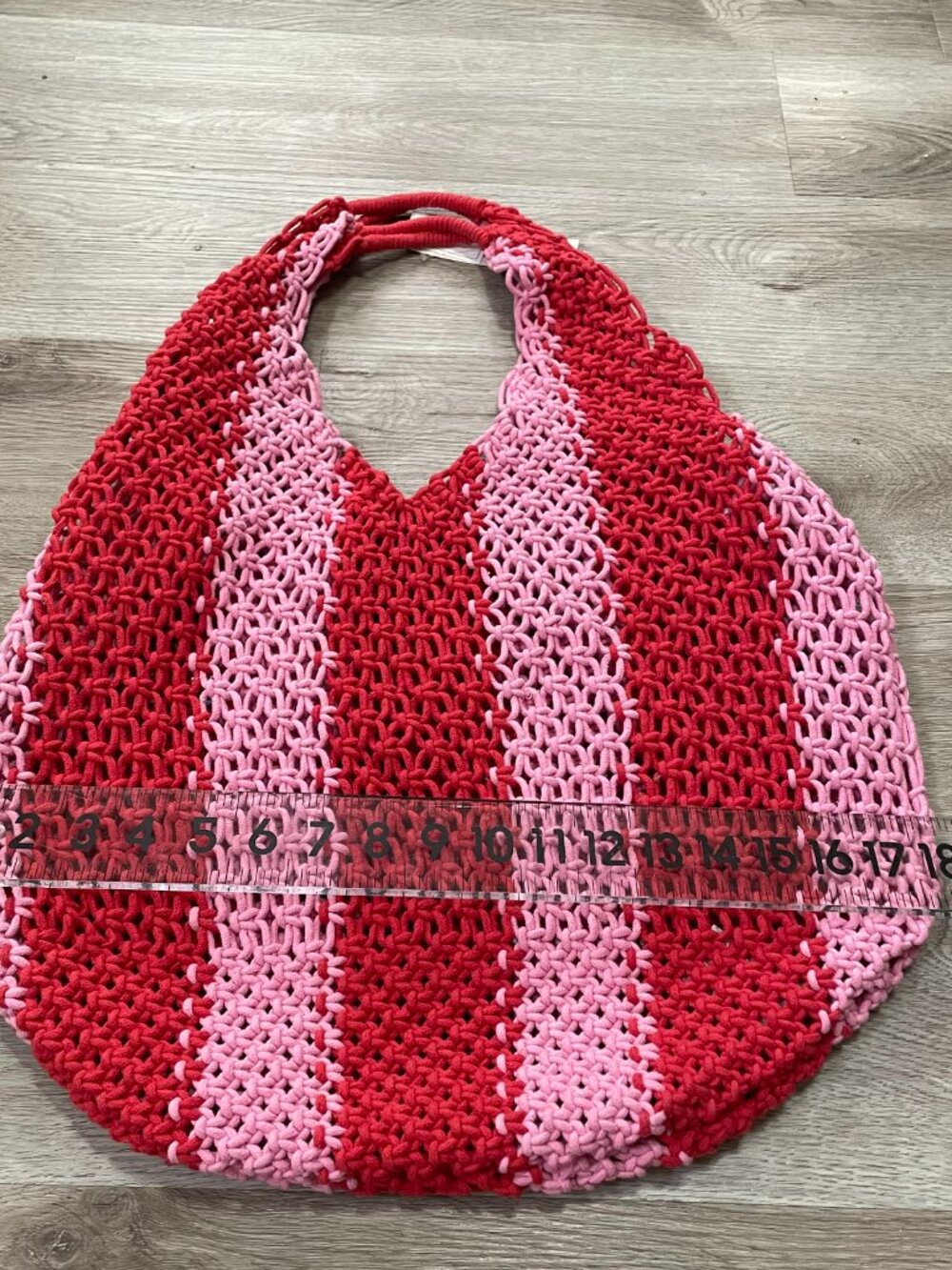 Red Pink Crochet Hobo Bag - Picture 8 of 11